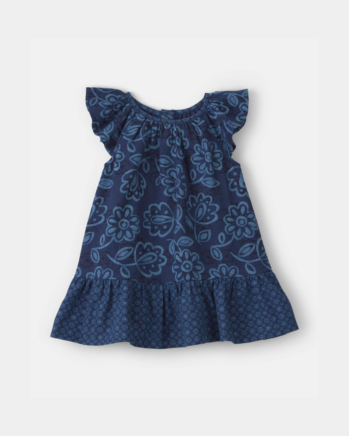 Baby Girl Ruffle-Sleeve Floral Linen Dress - Navy - OshKosh B'gosh | Carter's | Carter's Inc
