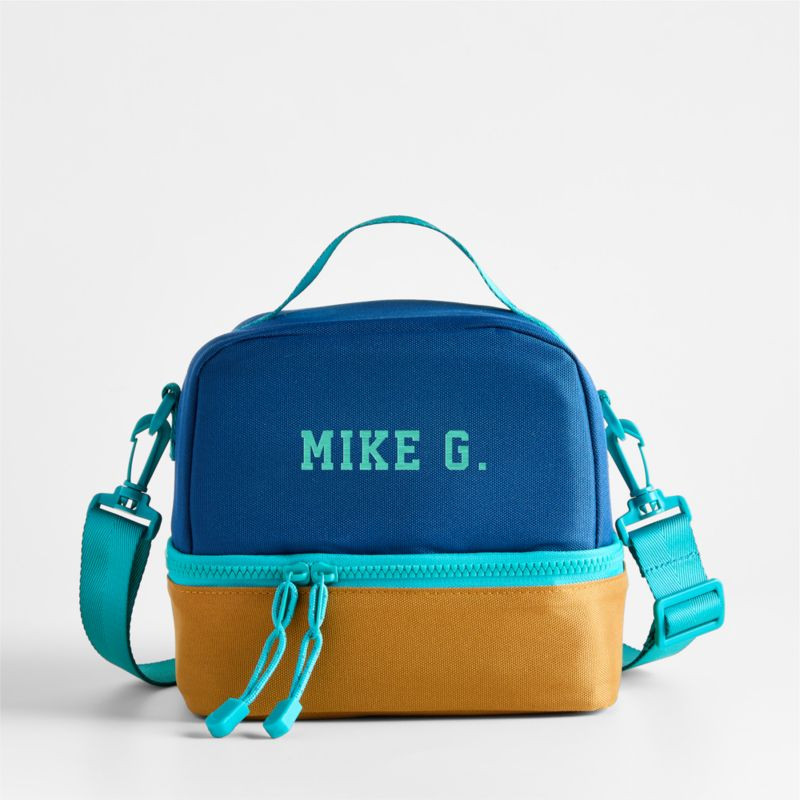 Dreamer Navy Blue and Ochre Colorblock Dual Compartment Soft Insulated Kids Lunch Box + Reviews |... | Crate & Barrel