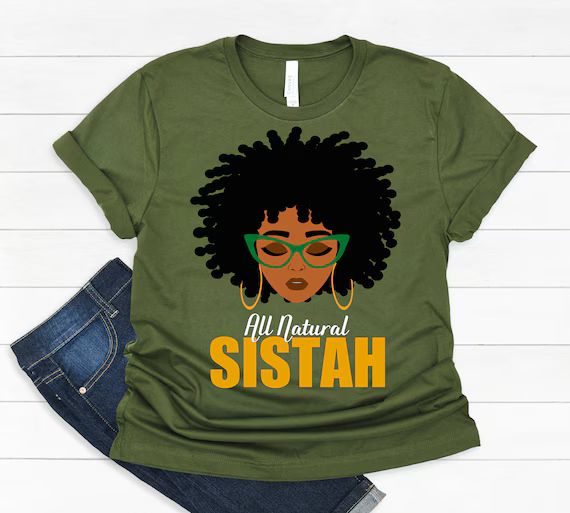 Afro Hair Woman Graphic Tee Shirt  Hoodie  Green  Twist Out | Etsy | Etsy (US)