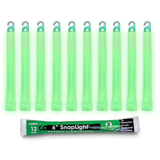 Cyalume Green Glow Sticks - Premium Bright 6” SnapLight Sticks with 12 Hour Duration (10 Pack) | Amazon (US)