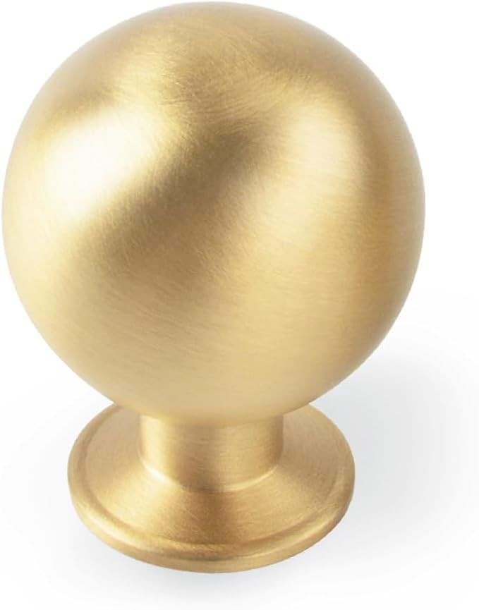 SALISENG- 5 Pack Solid Brass Kitchen Cabinet Knobs, Brushed Matt Gold Pulls for Dresser Drawer Cu... | Amazon (US)