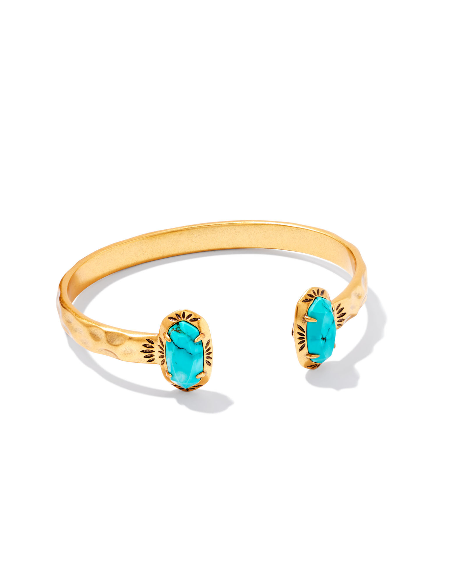 Elton Vintage Gold Etch Frame Cuff Bracelet in Variegated Turquoise Magnesite | Kendra Scott