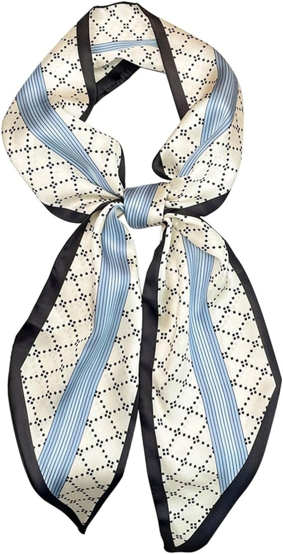 Clysoru Satin Neck Scarf for Women Printed Hair Scarves Bag Scarfs Fashion Elegant Oblique Angle ... | Amazon (US)