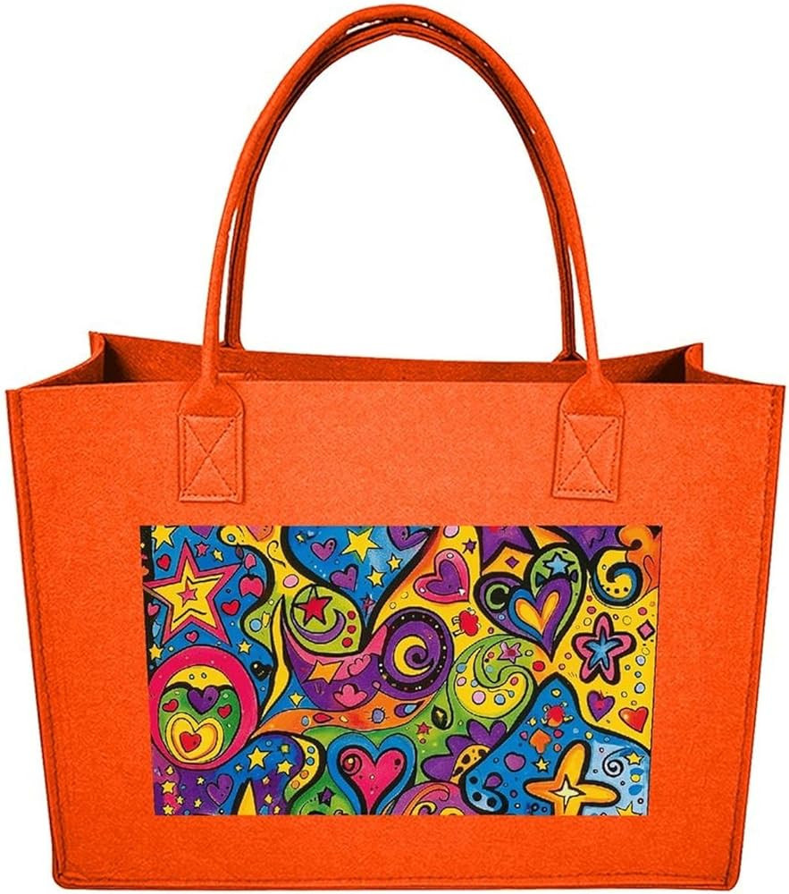 Colorful Graffiti Pattern Tote Bag for Unisex, Felt Shopping Case, Reusable Shoulder Bags with Ha... | Amazon (US)
