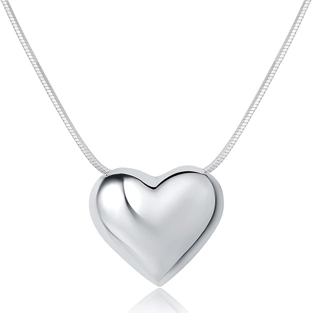 925 Sterling Silver Heart Pendant Necklaces for Women, Silver Heart Necklace for Women Mom Birthd... | Amazon (US)