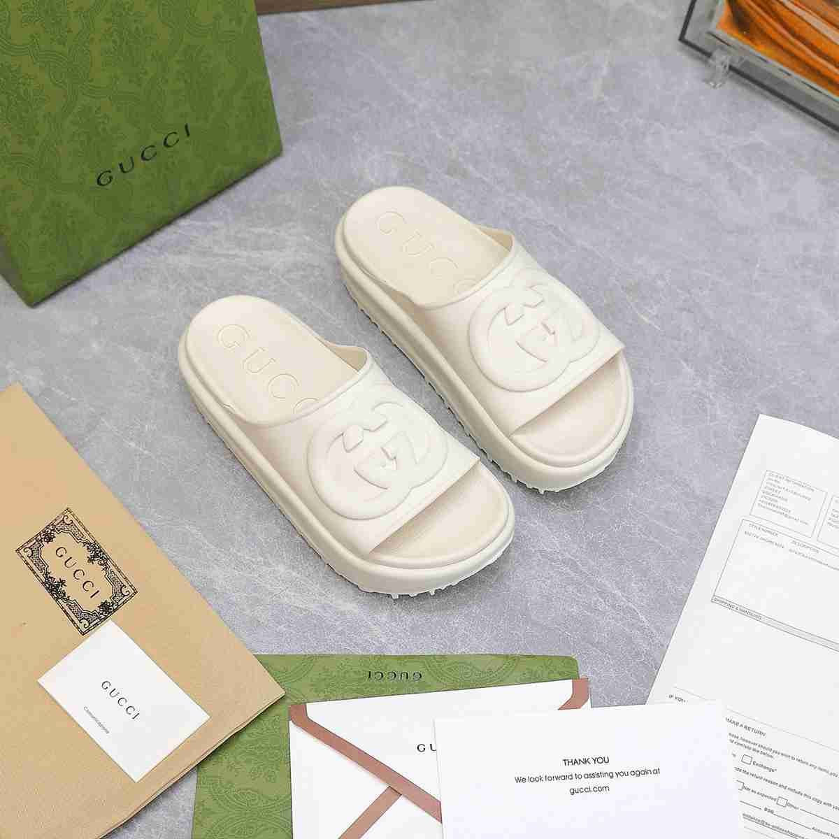 GUCCI 2023 New Style Slippers Sandal Sliders Macaron Thick Bottom Non Slip Soft Bottom Fashion G ... | DHGate