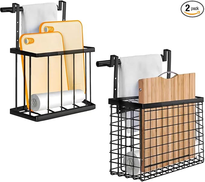 2 Pack Cabinet Door Organizer with Towel Bar, Over The Cabinet Door Storage with Towel Holder for... | Amazon (US)