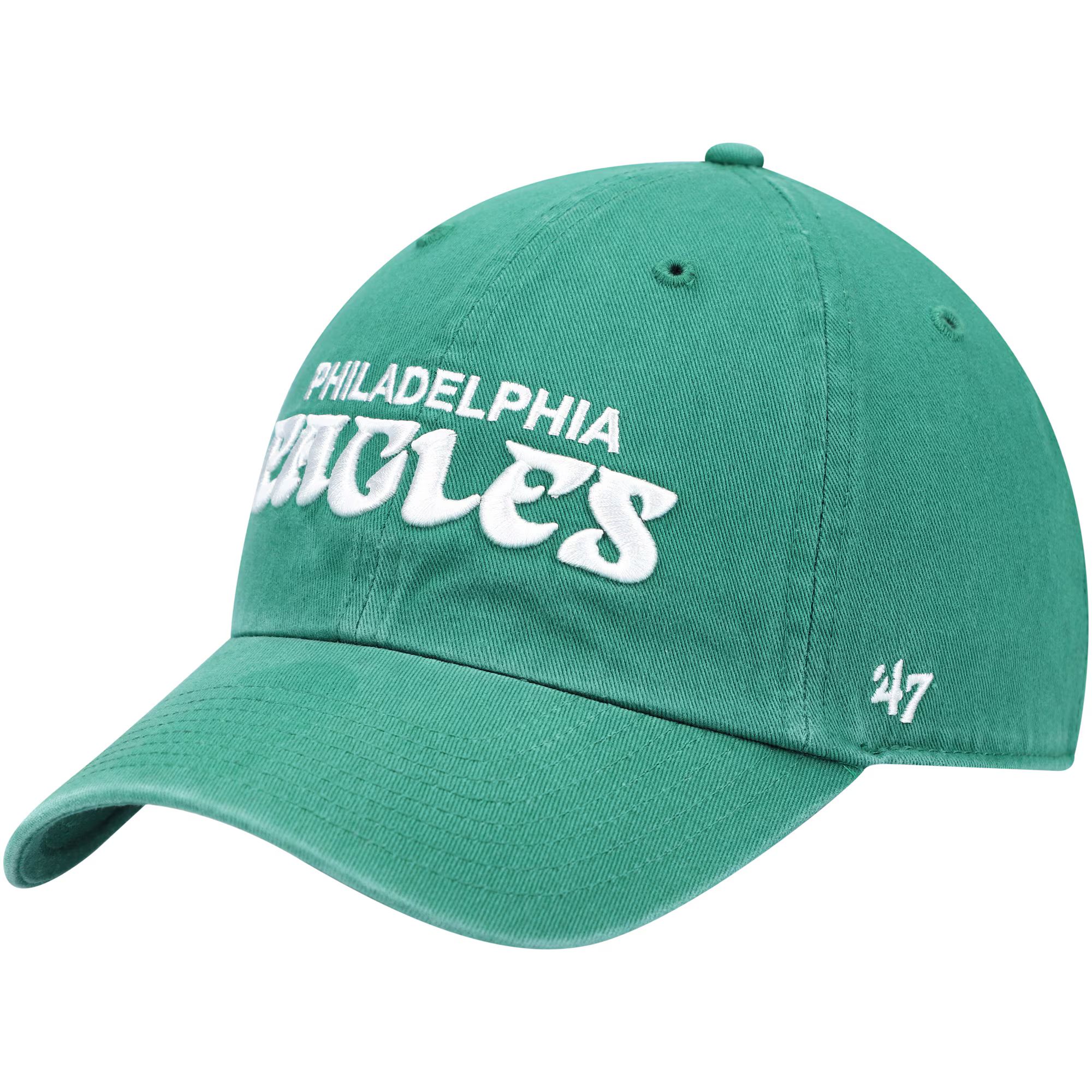 Men's Philadelphia Eagles '47 Kelly Green Clean Up Script Adjustable Hat | NFL Shop