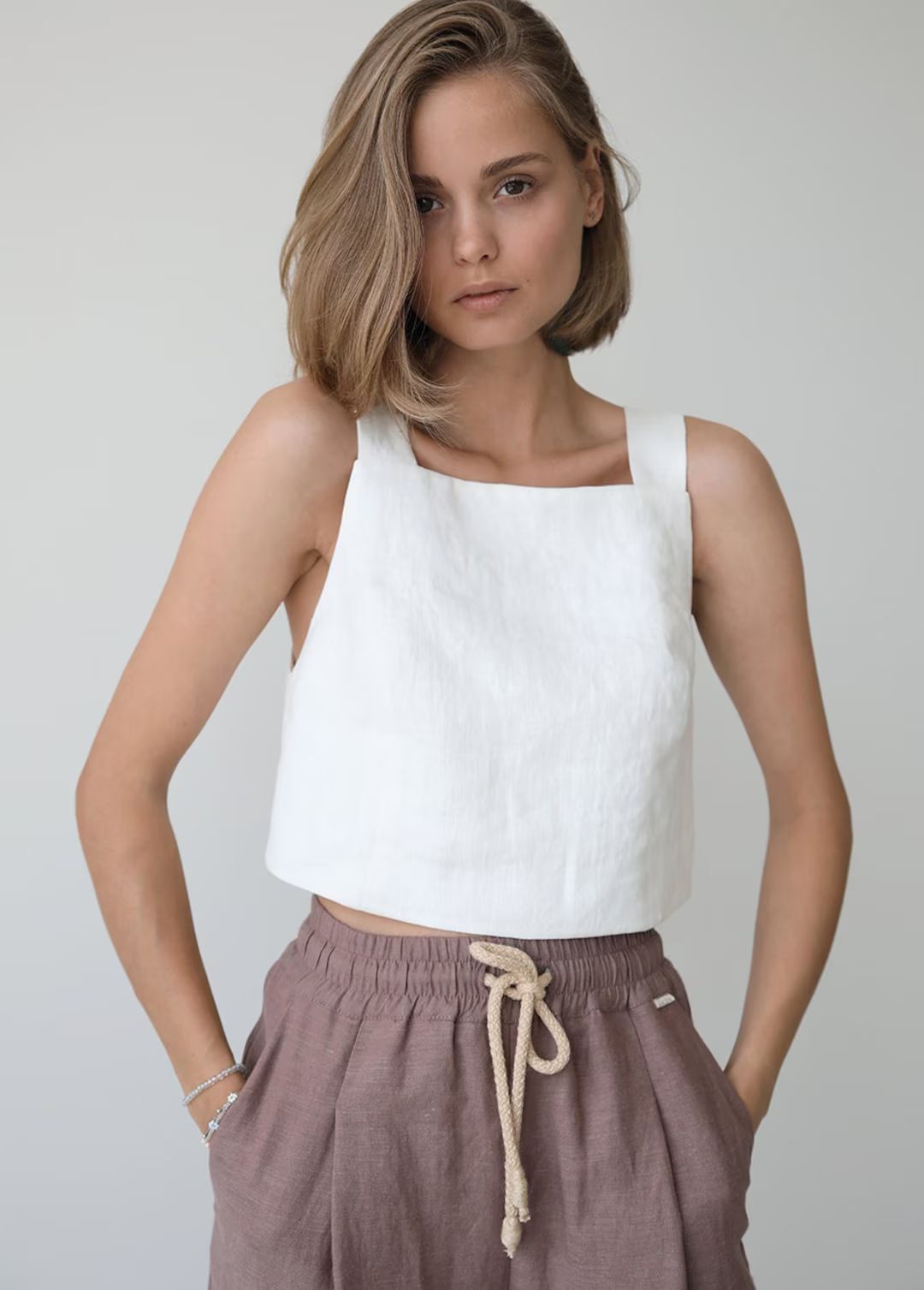 White Linen Top for Women, Linen Crop Top, Linen Tank Top, Linen Blouse, Linen Crop Tank, Linen S... | Etsy (US)
