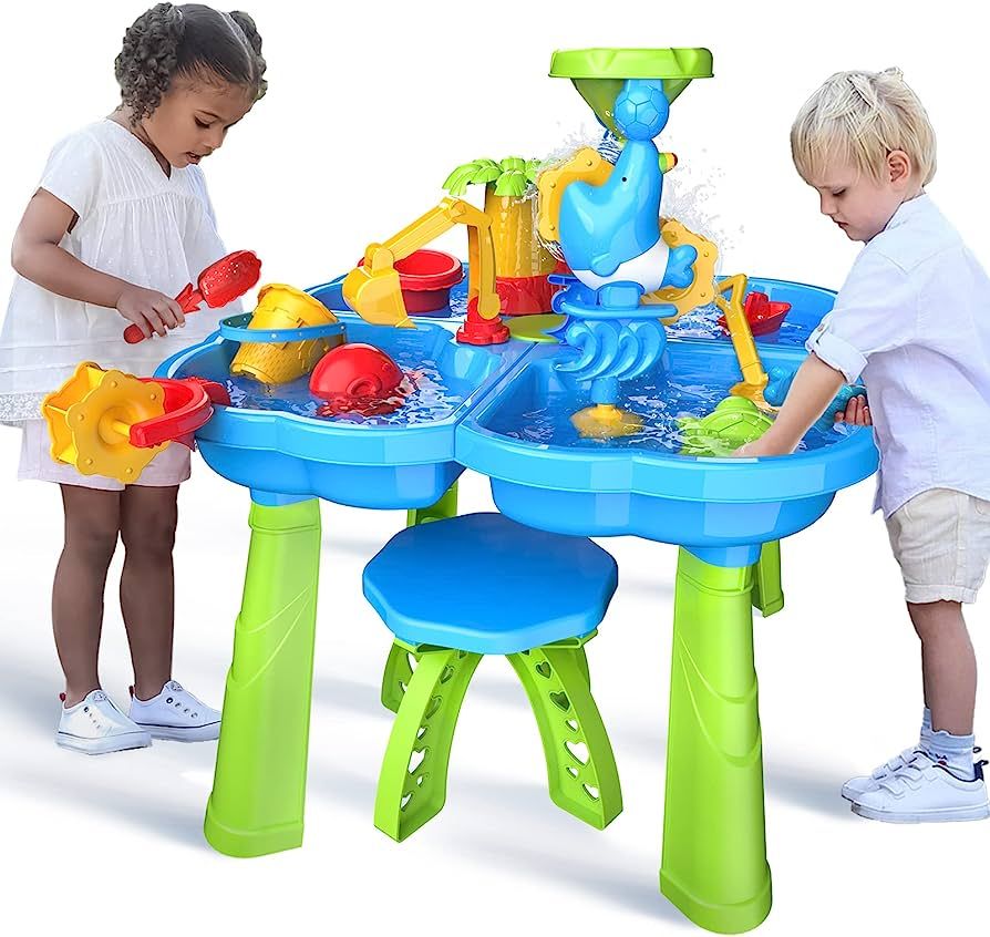 ConeWhale Sand Water Table for Toddlers, 4 in 1 Sand Table and Water Play Table, Kids Table Activ... | Amazon (US)