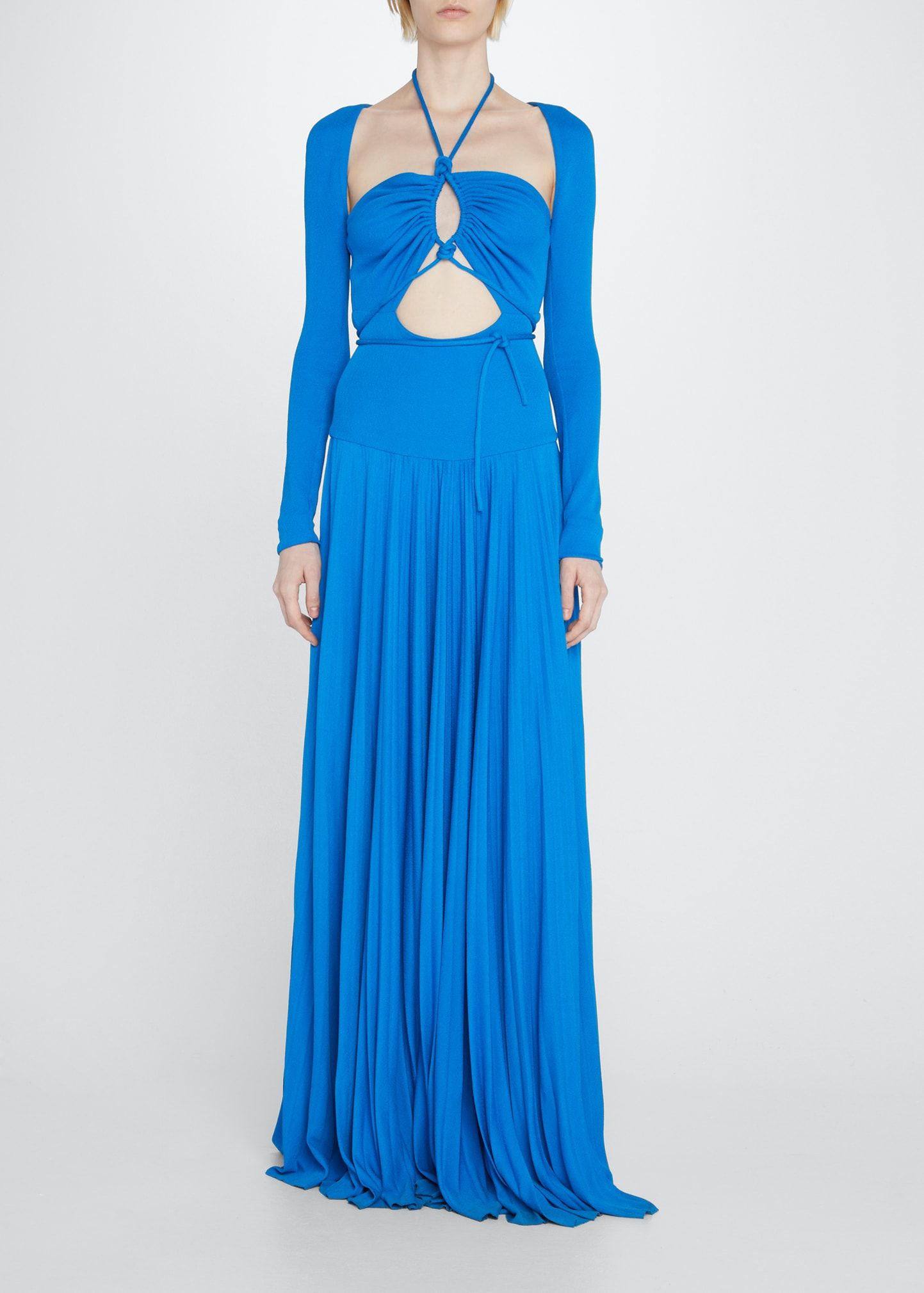 Proenza Schouler Cutout Halter Pleated Jersey Maxi Dress | Bergdorf Goodman