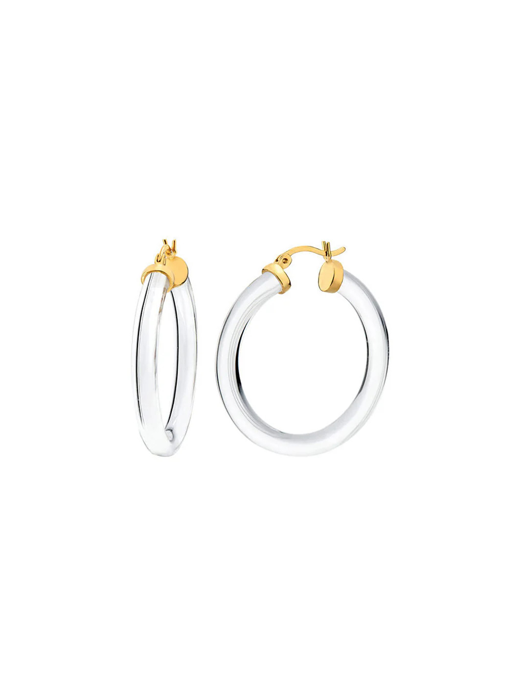 Gold & Honey Thin Lucite Hoop Earrings in Clear 1.35" Lord & Taylor | Lord & Taylor