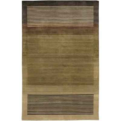 Caines Authentic Hand-Knotted Wool, Linear Modern Design Area Rug | Wayfair North America