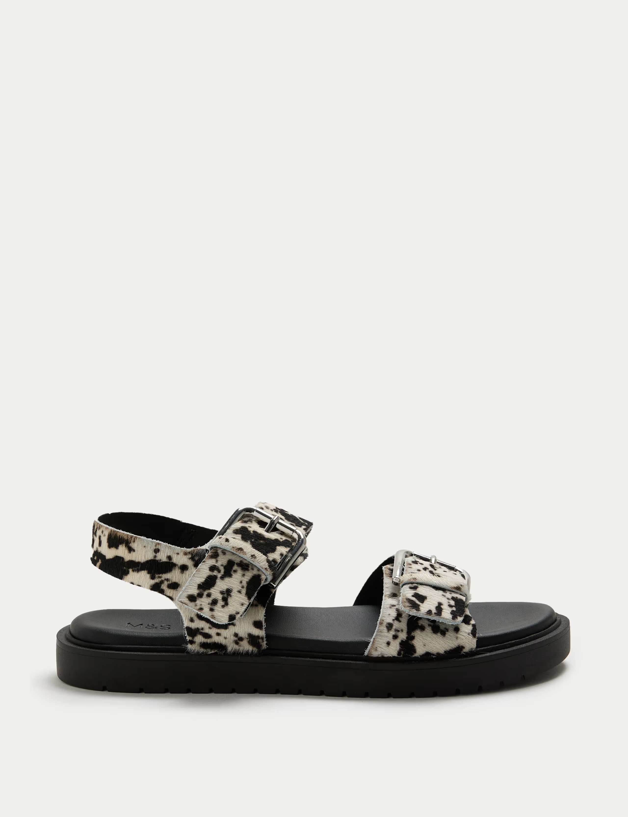 Leather Cow Print Double Buckle Sandals | M&S Collection | M&S | Marks & Spencer (UK)