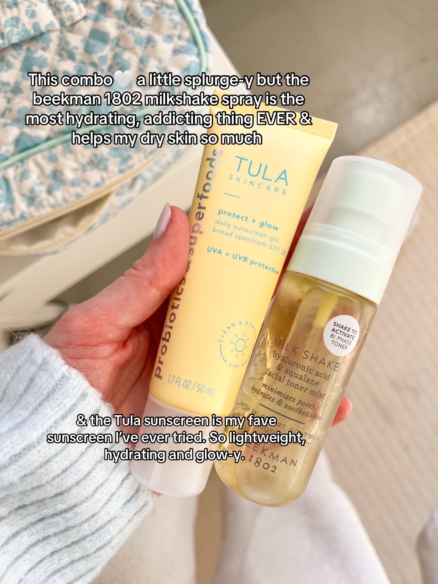 My favorite skincare combo- literally use every single day (I like both sprays but beekman 1802 is my fave!)