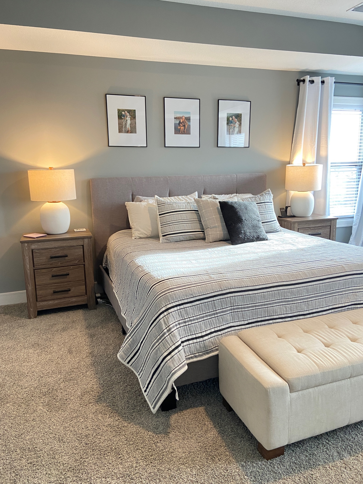 Updated bedroom links! New target lamps, comforter, wall frames. Bedroom furniture is from NFM #LTKunder100 

#LTKfamily #LTKhome