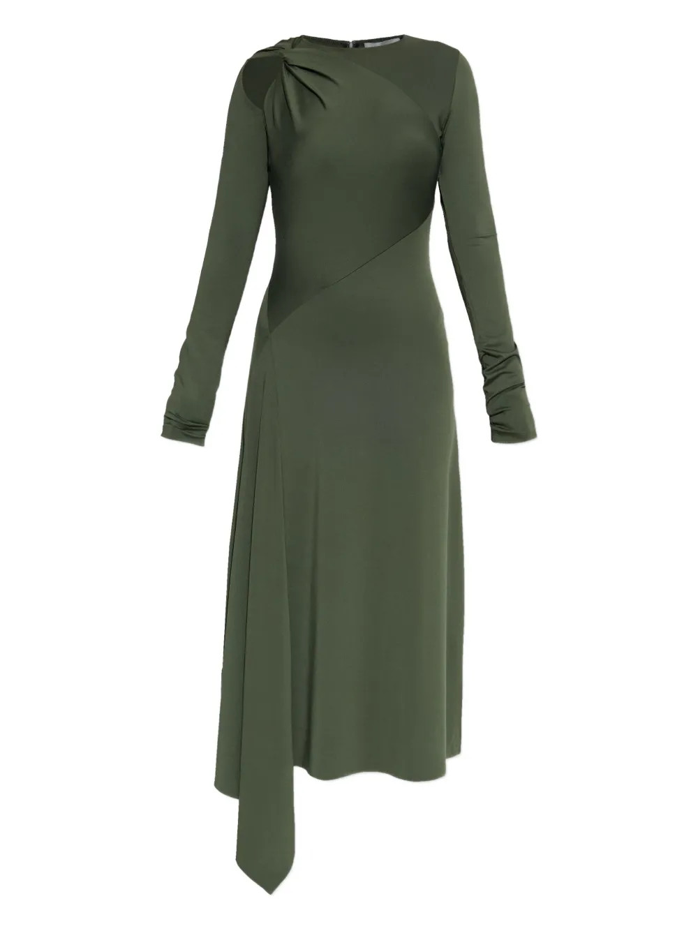 Victoria Beckham Twisted Asymmetric Midi Dress | Green | FARFETCH | Farfetch Global