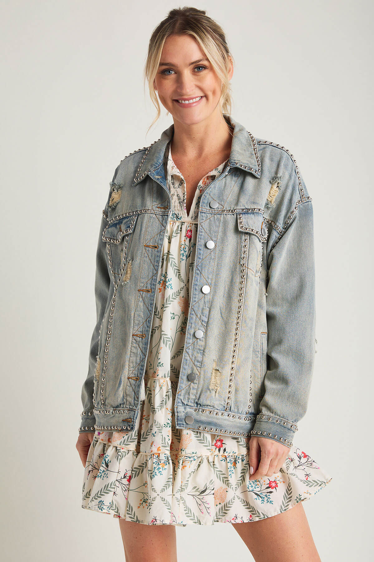 Pol Studded Denim Jacket | Social Threads
