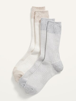 Textured Marled-Yarn Color-Block Socks 2-Pack For Women | Old Navy (US)