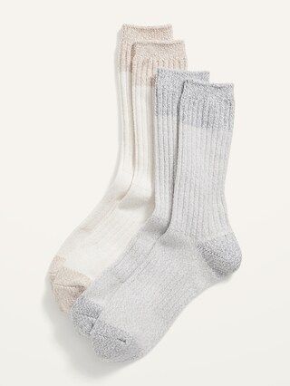 Textured Marled-Yarn Color-Block Socks 2-Pack for Women | Old Navy (US)
