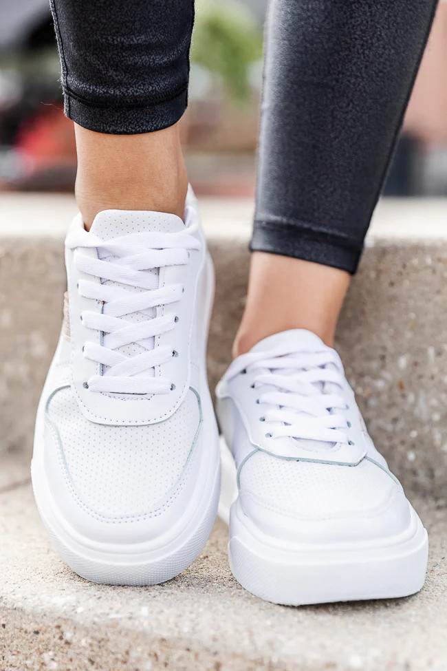 Maren Rose Gold Stripe Sneakers | Pink Lily