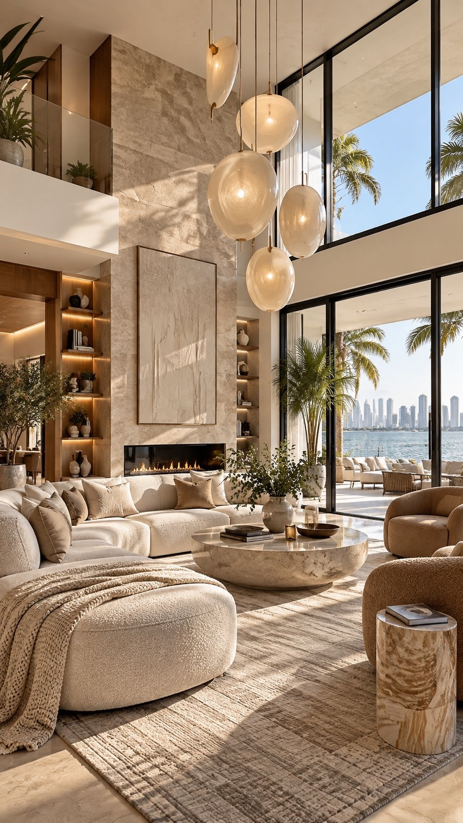 Shop This Room ✨ Shop the full look through my LTK — all products and similar finds are linked below. This luxurious double-height living room blends warm neutrals, natural textures and modern organic design with a dramatic marble fireplace, sculptural lighting and soft curved furniture. Floor-to-ceiling windows and layered cream tones create an elevated resort-inspired look perfect for a modern luxury home.

#LivingRoom #LivingRoomIdeas #LivingRoomInspo #LivingRoomDecor #LuxuryLivingRoom #ModernLivingRoom #InteriorDesign #InteriorInspo #HomeDecor #HomeInspo #LuxuryInteriors #LuxuryHome #DreamHome #ModernLuxury #OrganicModern #OrganicModernStyle #WarmNeutralDecor #NeutralInteriors #NeutralHome