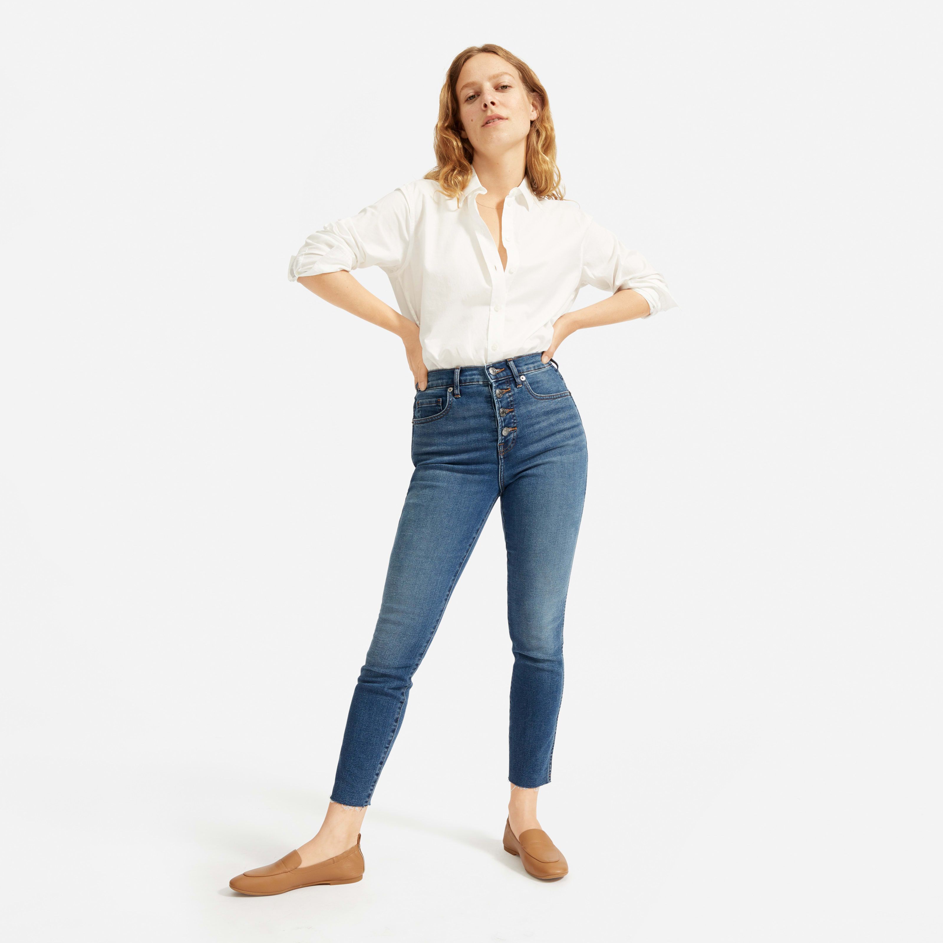 Women's Authentic Stretch High-Rise Skinny Button Fly by Everlane in Vintage Mid Blue, Size 26 | Everlane