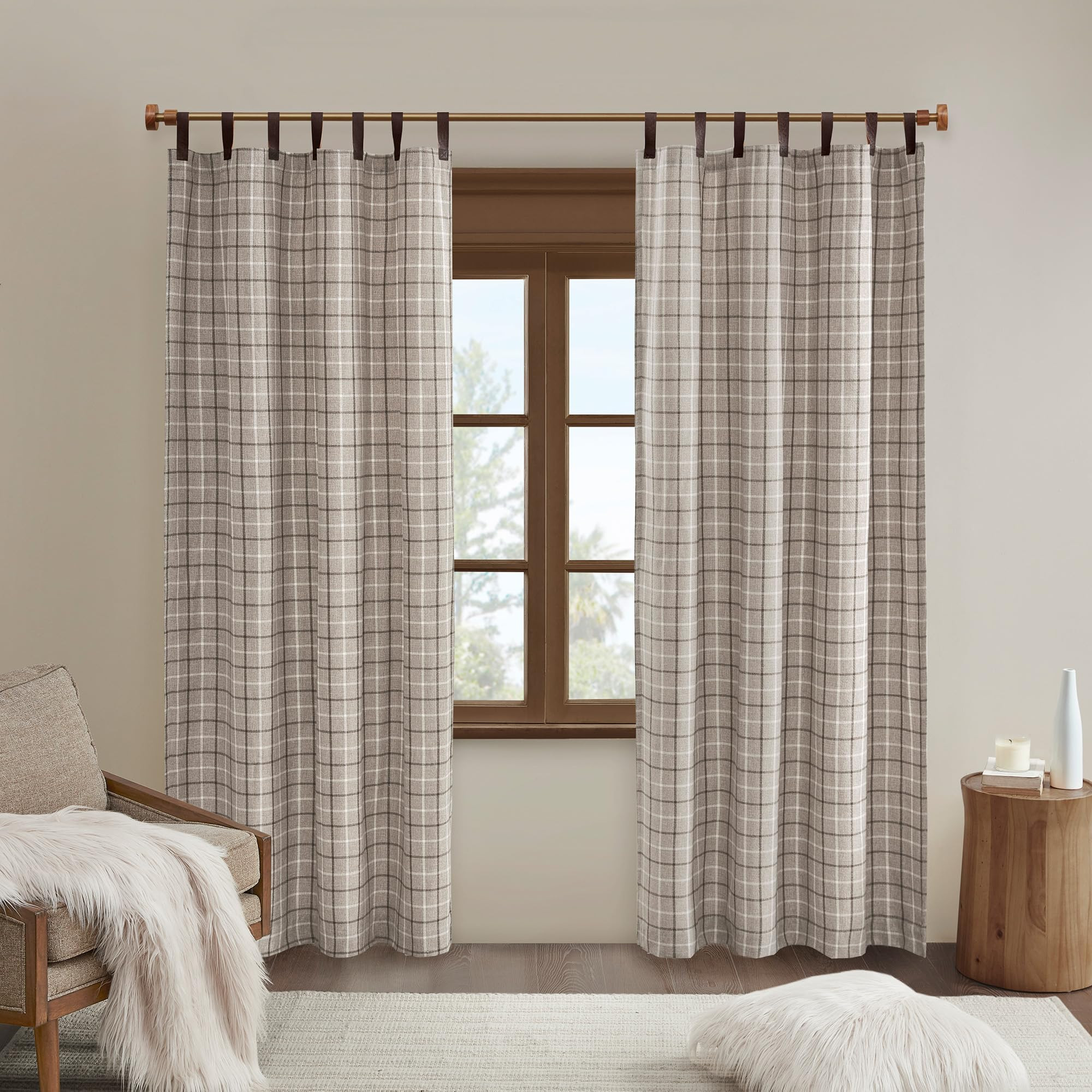 Madison Park Anaheim Cabin Plaid Curtain Window, Thermal Insulated Fleece Lining, Living Room Dec... | Amazon (US)