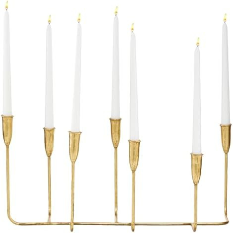 CosmoLiving by Cosmopolitan Metal Slim 7 Candle Candelabra, 21" x 7" x 10", Gold | Amazon (US)