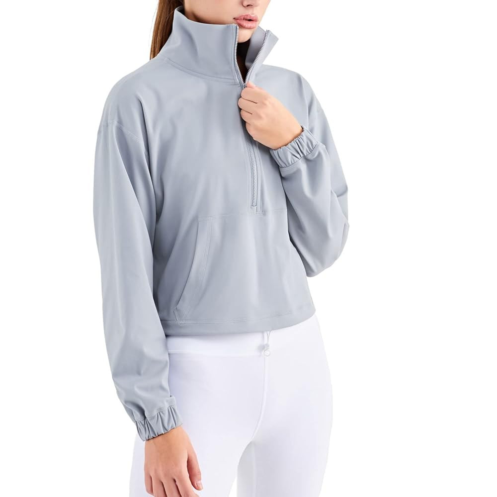altiland Half Zip Pullover Cropped Jackets for Women Long Sleeve Workout Athletic Running Yoga Sh... | Amazon (US)