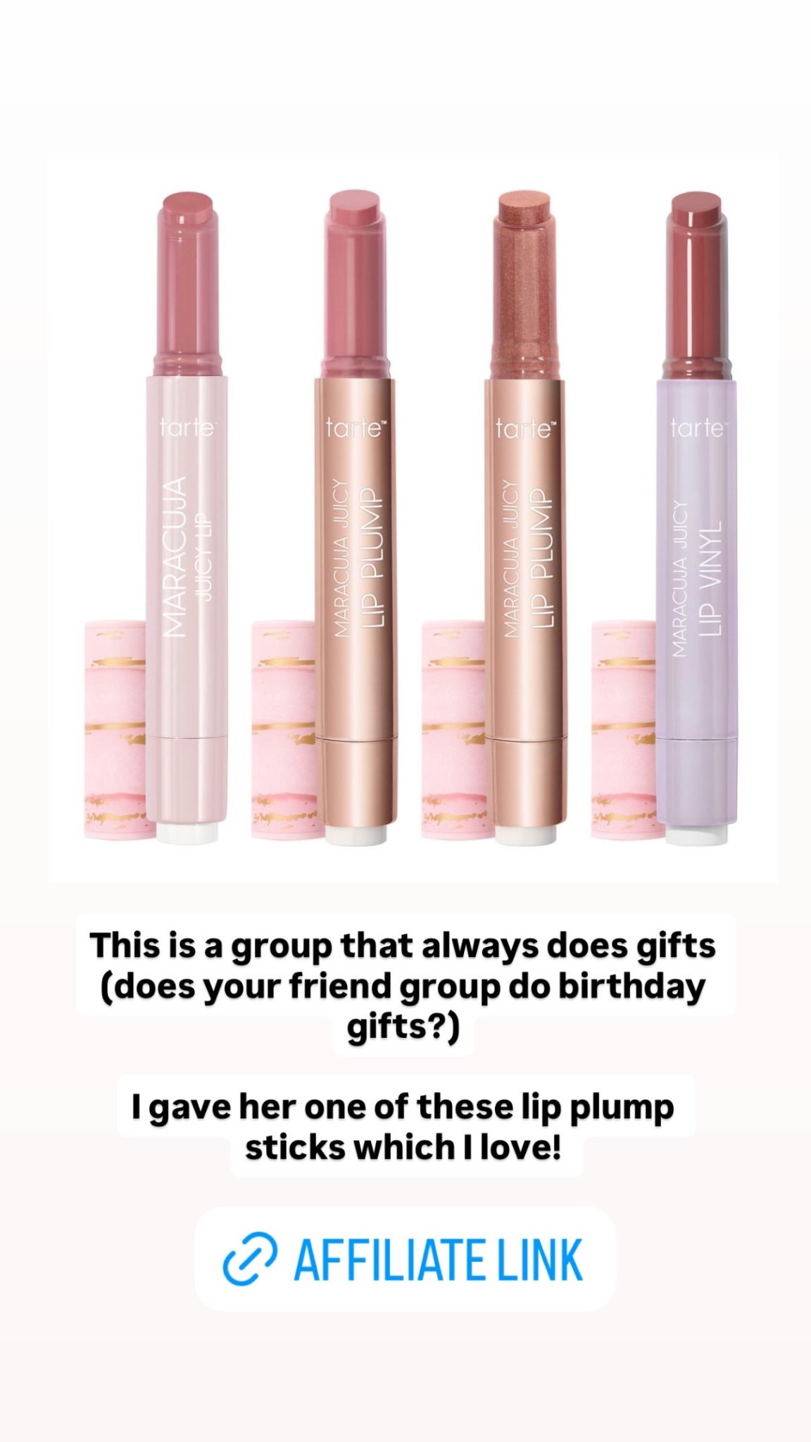 I went to a friends birthday party. This is a group that always does gifts (does your friend group do birthday gifts?)

I gave her one of these lip plump sticks which I love!