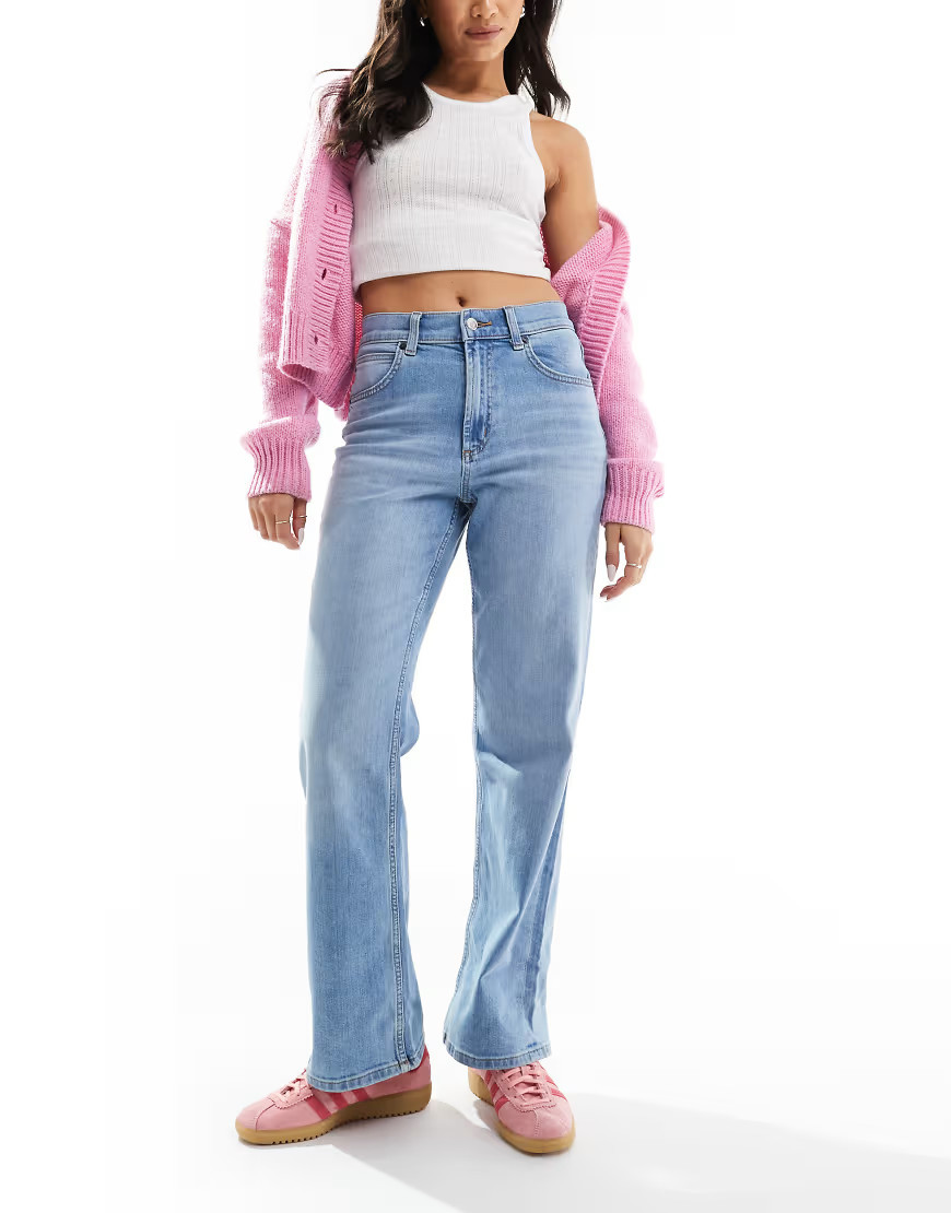 ASOS DESIGN comfort stretch straight leg jean in light wash-Blue | ASOS (Global)