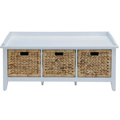Low-profile Beige Bench With 3 Protected Basket Storage Options Closed Containers | Wayfair North America