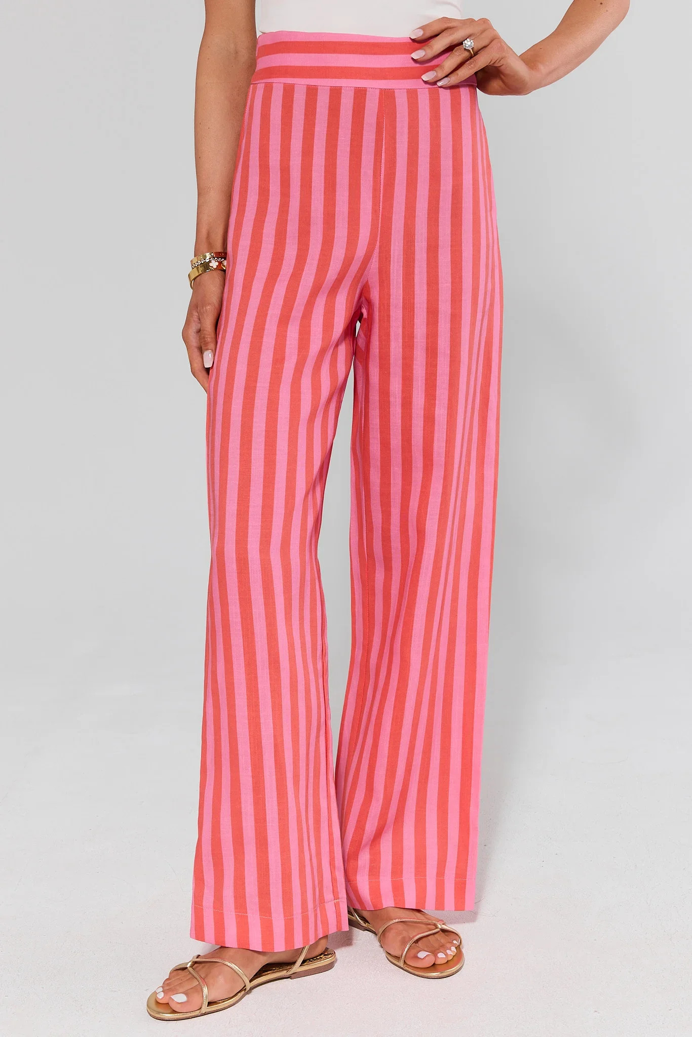 Delilah Pink Striped Flare Pants | Avara