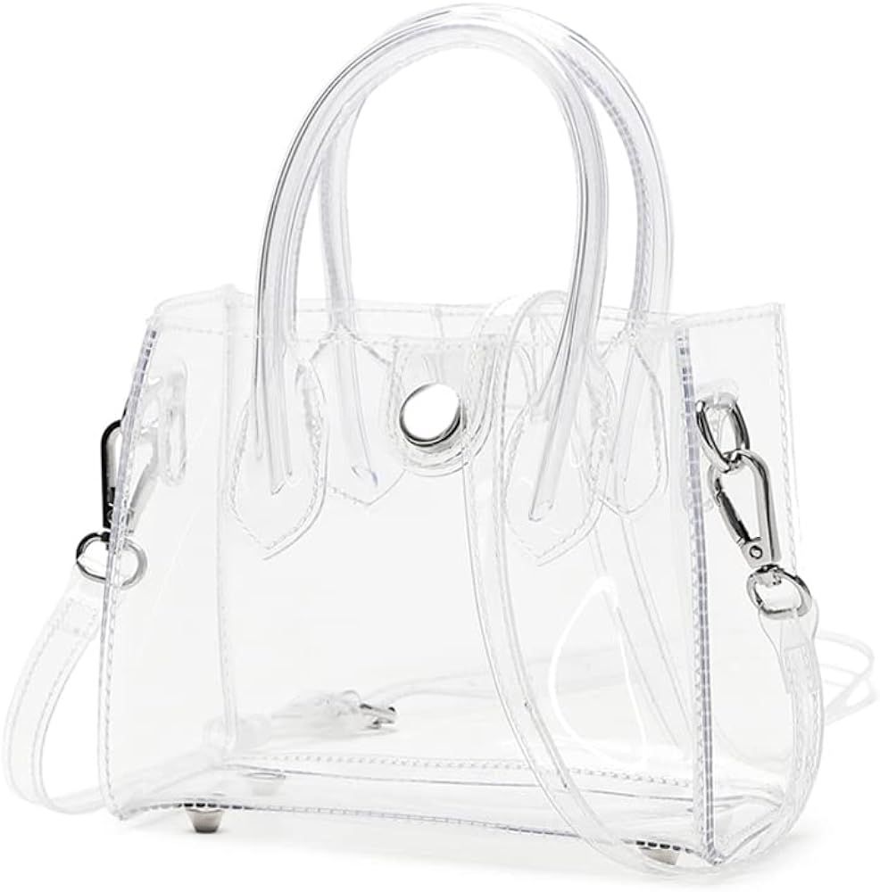 LAM GALLERY Mini Clear Purse,Mini Clear Bag with PVC Plastic,Trendy Small Top Handle Clutch Handb... | Amazon (US)