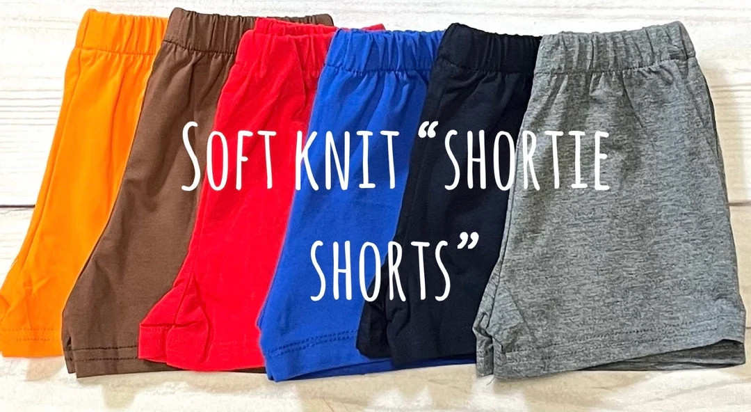 COTTON KNIT "shortie Shorts" Navy, Red, Black, Green, Royal Blue, Gray + More! Sizes 12M to 8! - ... | Etsy (US)