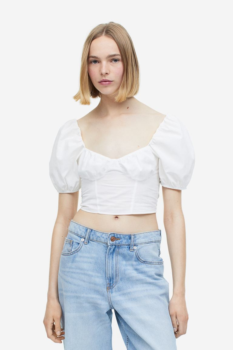Puff-sleeved Crop Blouse | H&M (US + CA)