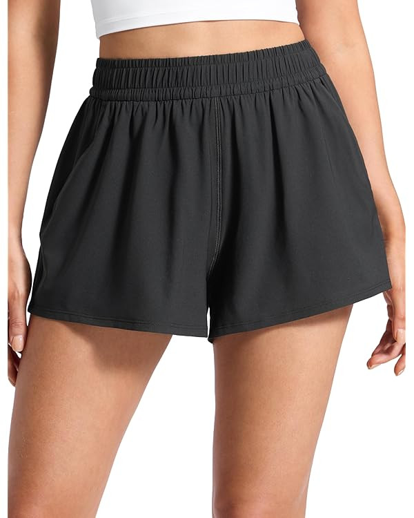 CRZ YOGA Drapey Flowy Athletic Shorts 2.5" | High Waisted, Lightweight, Soft, Relaxed Fit, Pocket... | Amazon (US)