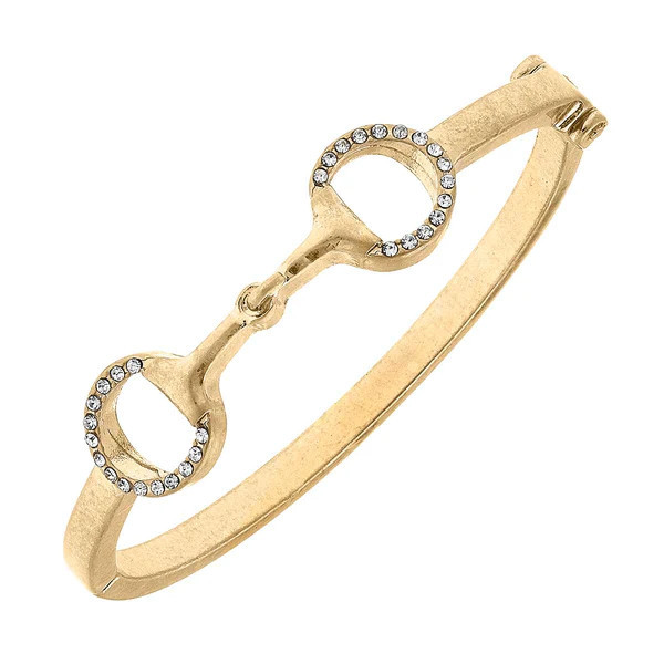 Juniper Pavé Horsebit Bangle in Worn Gold | CANVAS
