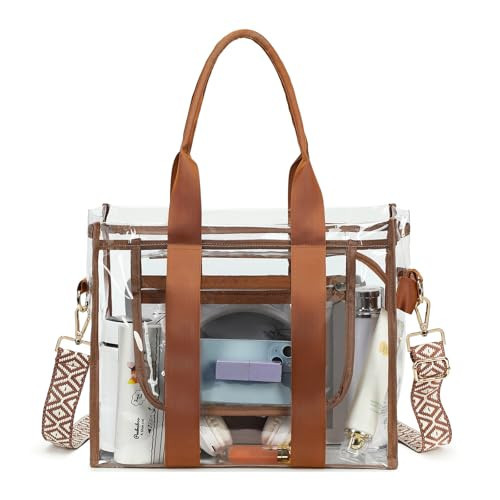 Clear Bags for Women Clear Tote Bag, Clear Crossbody Bag, Stadium Approved Clear Purse for Sports Events, Concert & Work | Amazon (US)