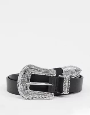 Glamorous waist and hip jeans belt in black with western buckle | ASOS | ASOS (Global)