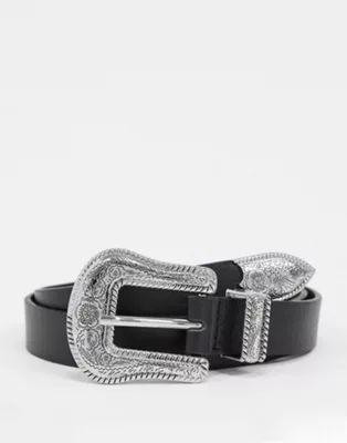 Glamorous waist and hip jeans belt in black with western buckle | ASOS (Global)