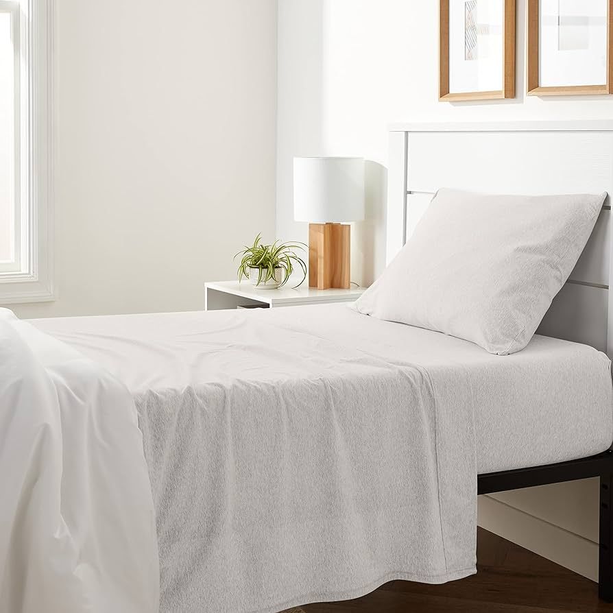 Amazon Basics Cotton Jersey 3-Piece Bed Sheet Set, Twin, Oatmeal, Solid | Amazon (US)
