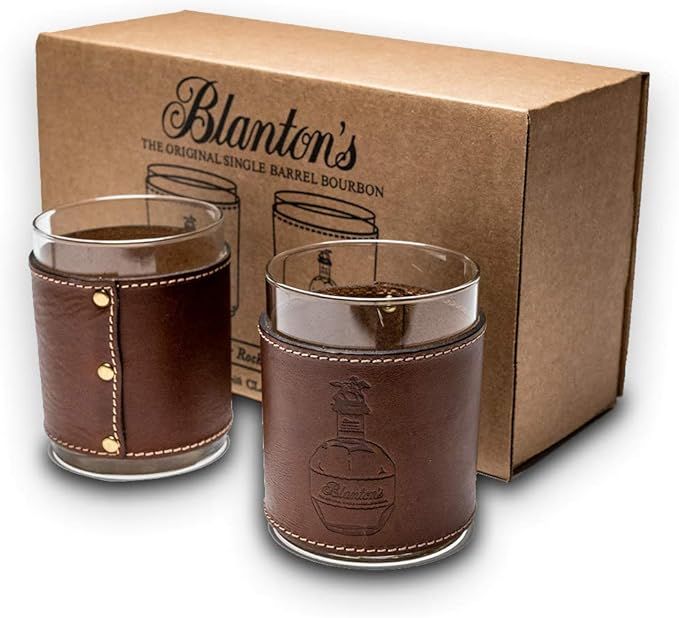 Blanton's Handmade Set of Leather Wrapped Whiskey Glasses with Gift Box | Amazon (US)