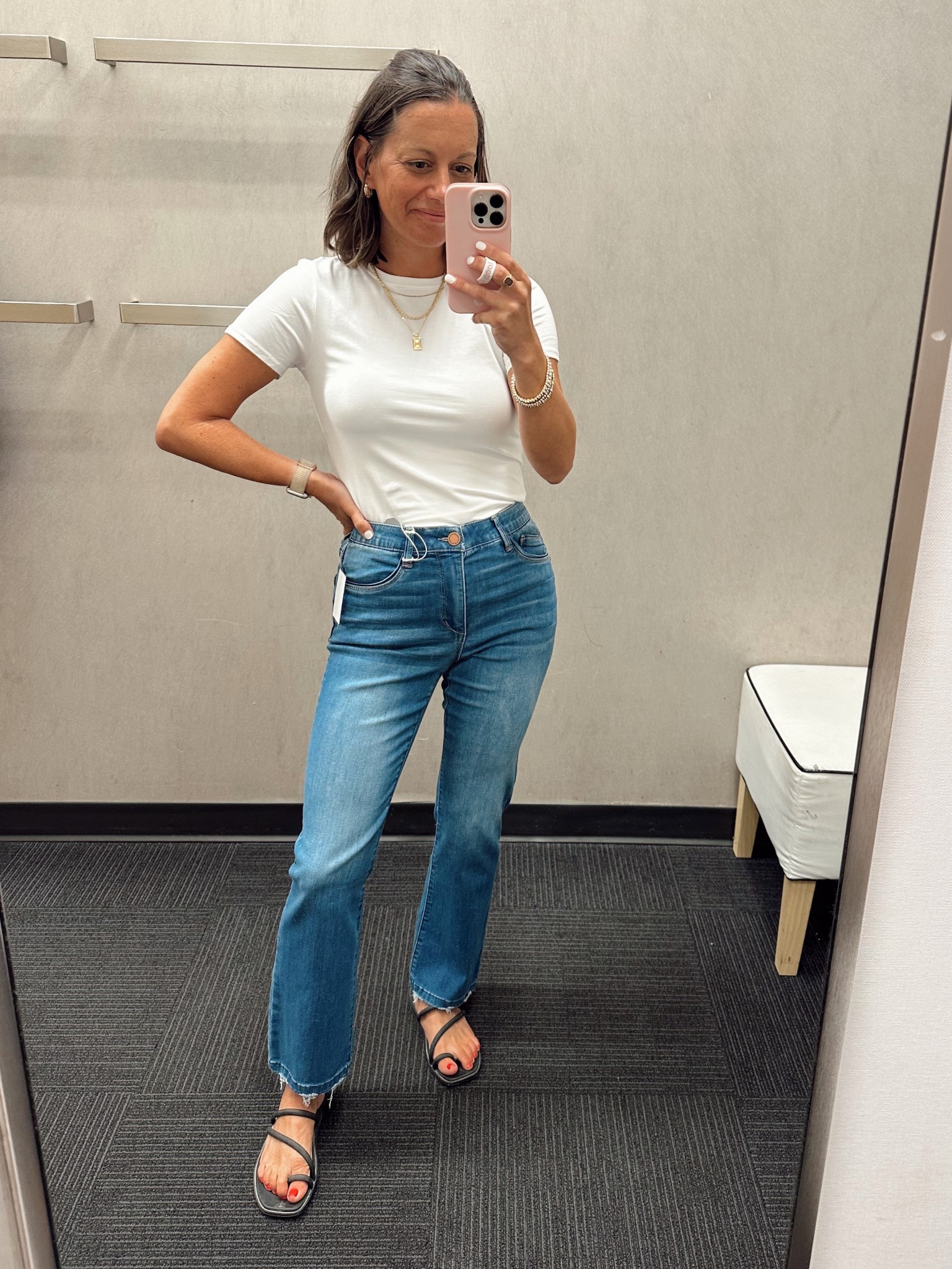 Closet basics from the Nordstrom sale! GET THE WHITE TEE! Runs true to size and so good! Jeans run true to size. 

#LTKSaleAlert #LTKOver40 #LTKPetite