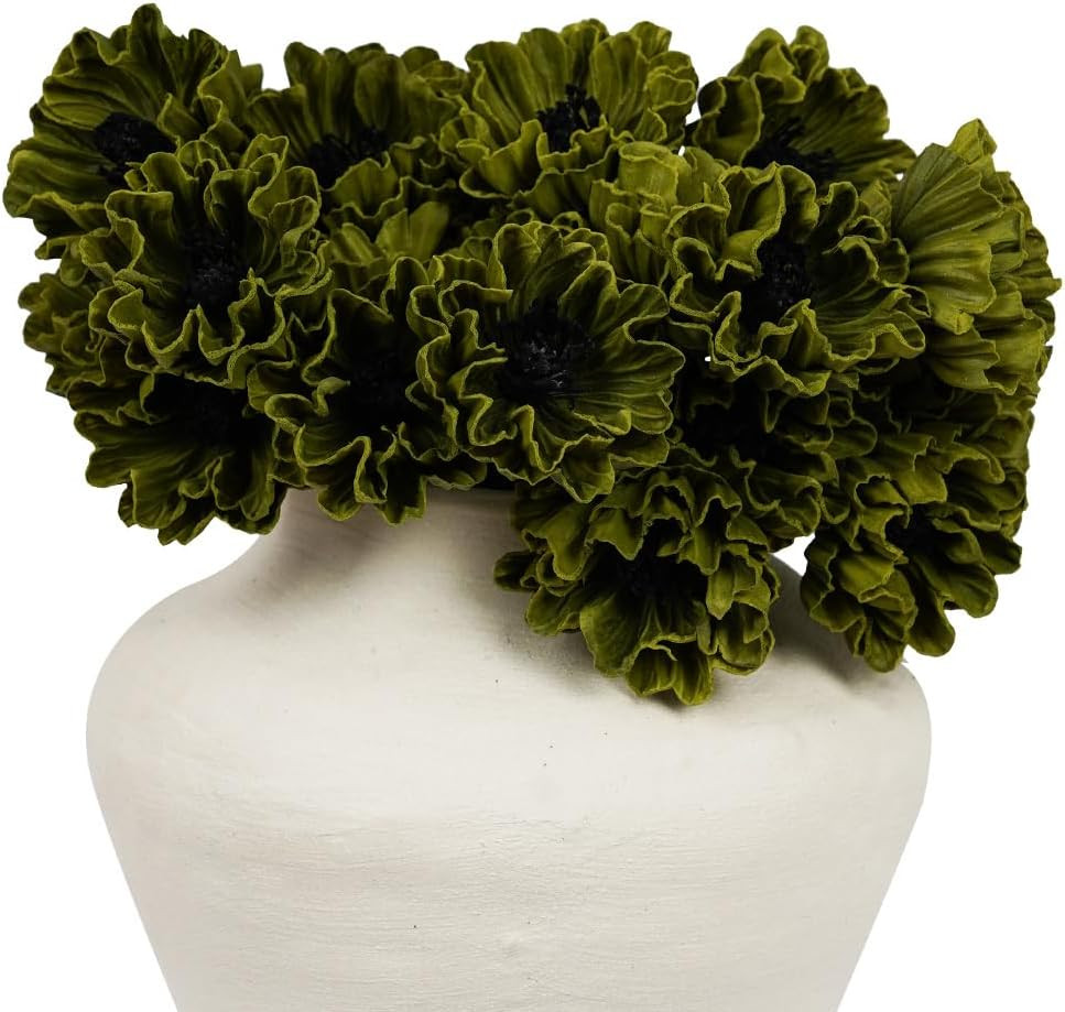 Melorca&Guilla Artificial Flowers,24Pcs 13.5inch Green Poppy Fake Flowers,Real Touch Faux Flowers, Spring Décor Fake Silk Flowers for Wedding Kitchen Shop Office Home Décor (24, Green Cornpoppy) | Amazon (US)