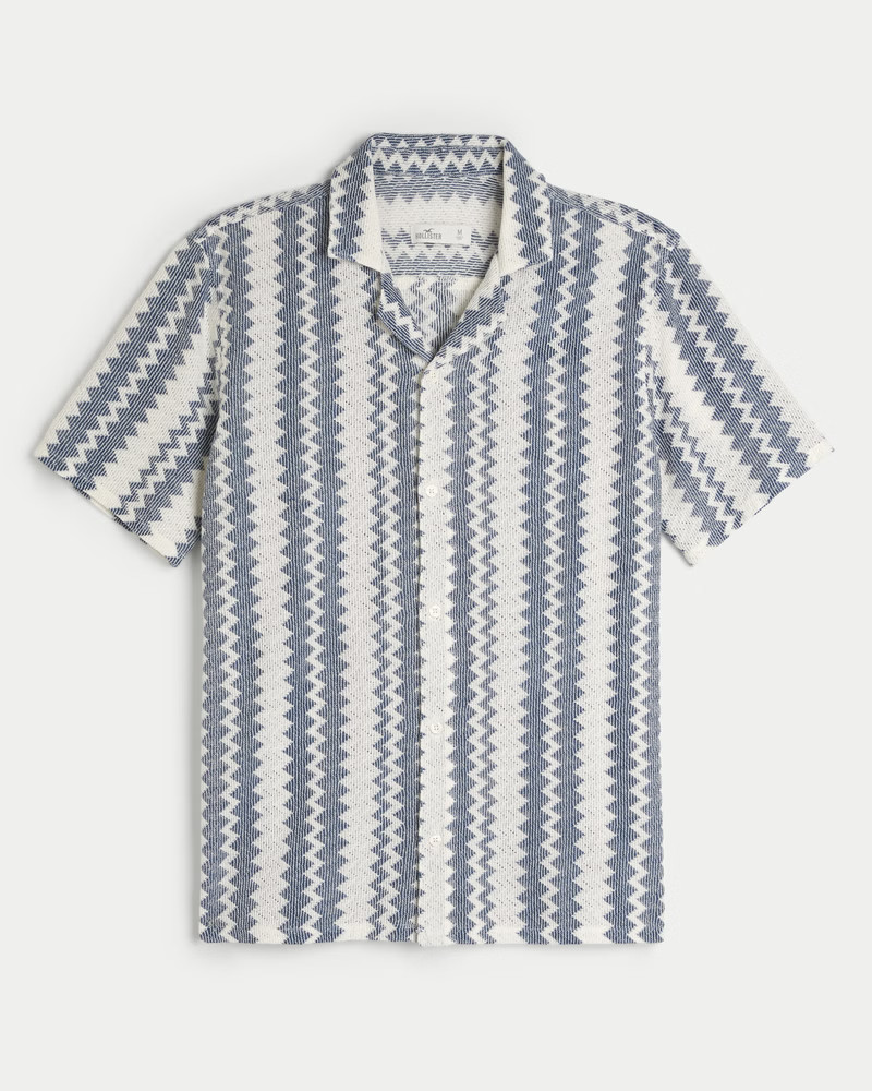 Men's Short-Sleeve Pattern Lace Shirt | Men's Tops | HollisterCo.com | Hollister (US)