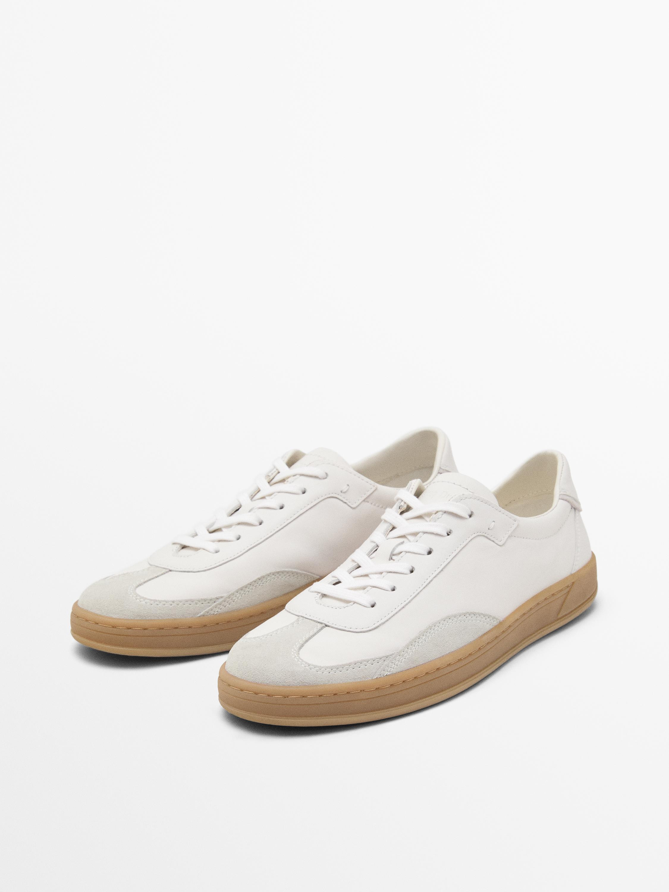 White nappa trainers | Massimo Dutti US