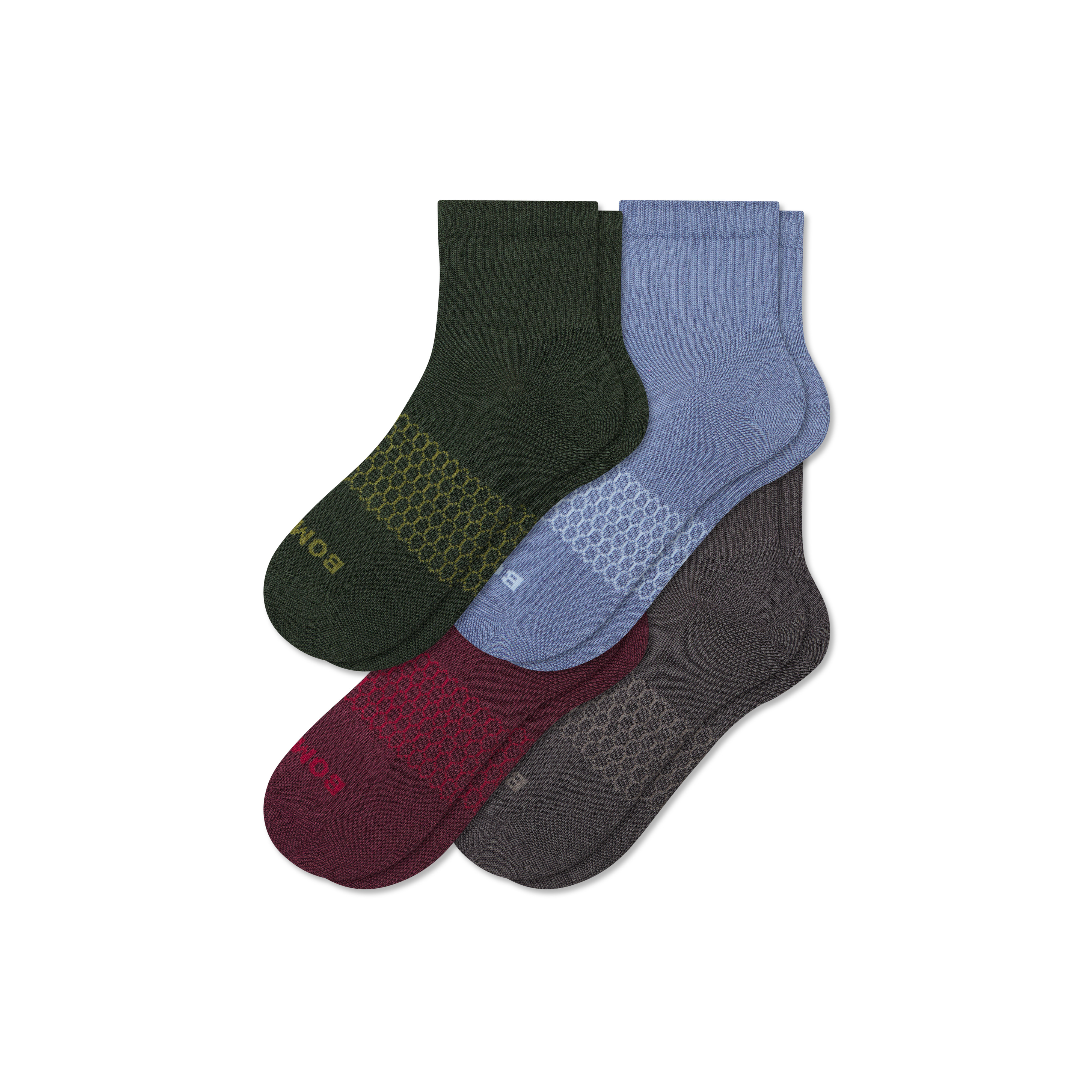 Men's Quarter Sock 4-Pack - Blue Steel Mix - Large - Cotton Blend - Bombas | Bombas