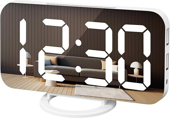 WulaWindy Digital Alarm Clock, Large Mirrored LED Display, with USB Charger, Snooze Function Dim ... | Amazon (CA)